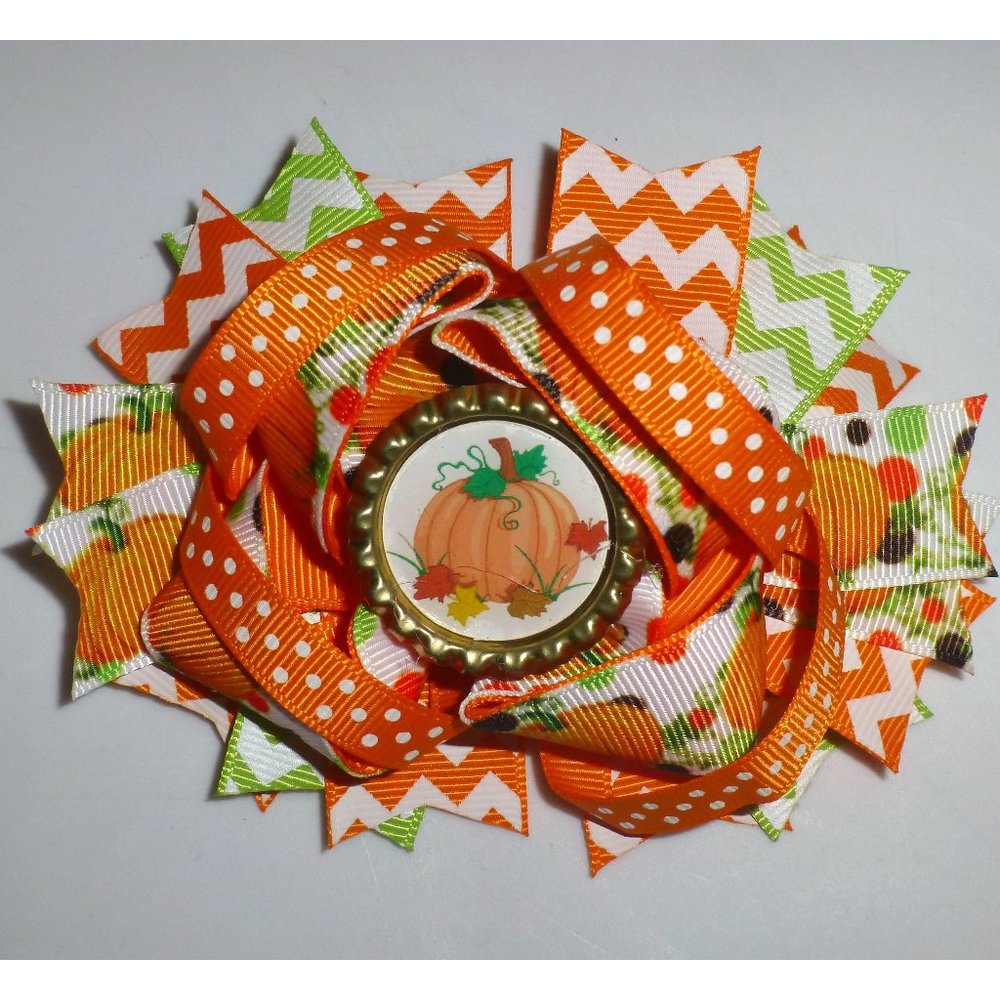 Halloween Pumpkin Patch Girls 5-Inch Hair Bow Clip